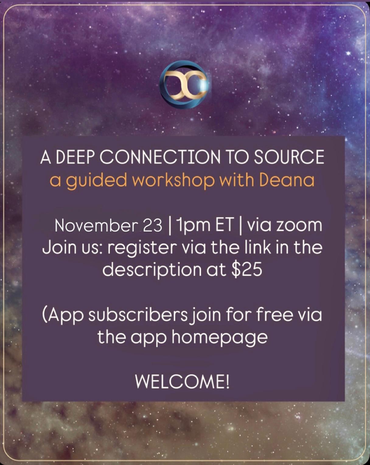 Image that shows when the guided meditation with Deana Coble will happen