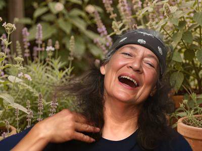 Susan Weed, herbalist and author, photographed outdoors.
