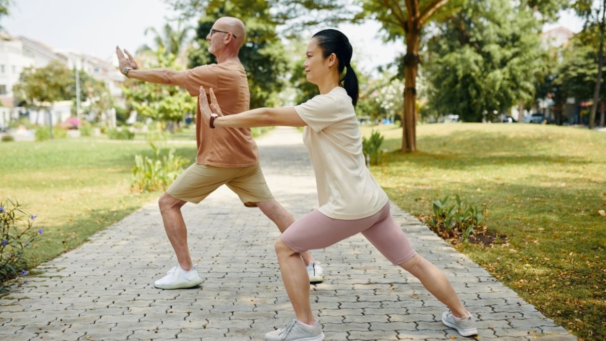 couple practicing tai chi