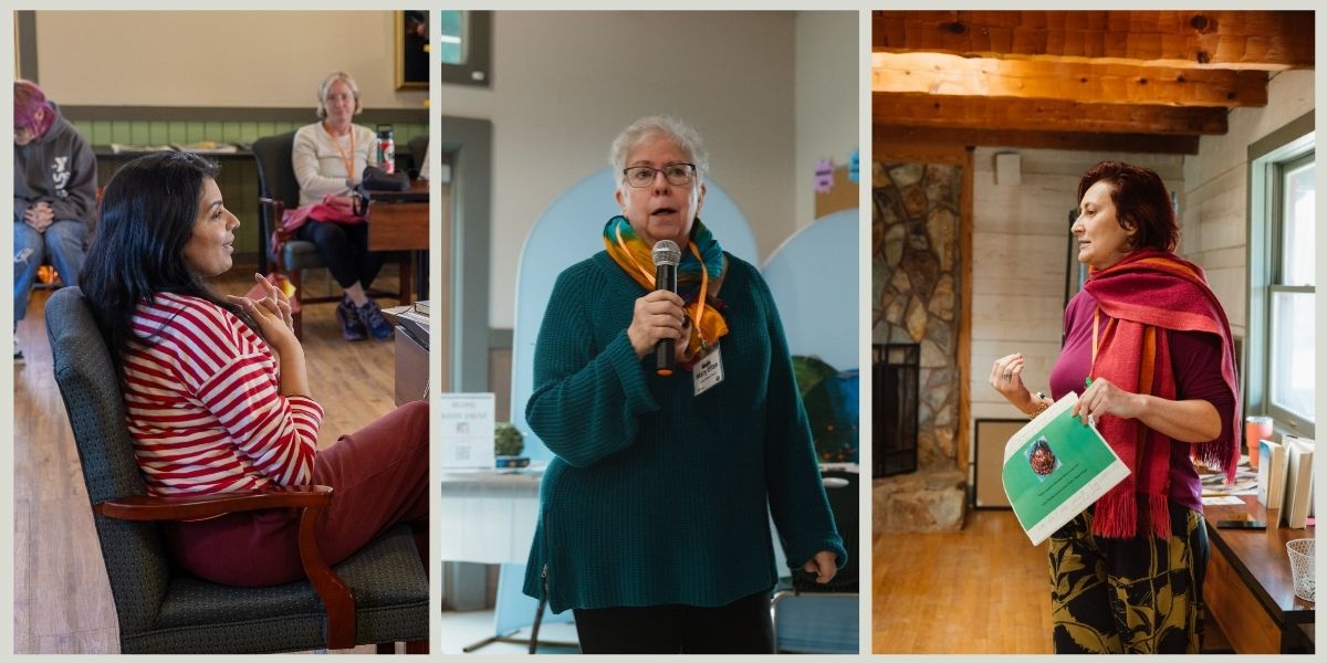 Group of women gathered outdoors at a wellness retreat
