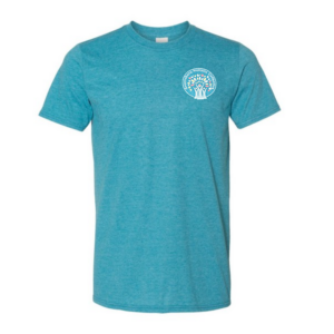 Teal unisex t-shirt featuring the Greensboro Holistic Collective logo on the front left chest