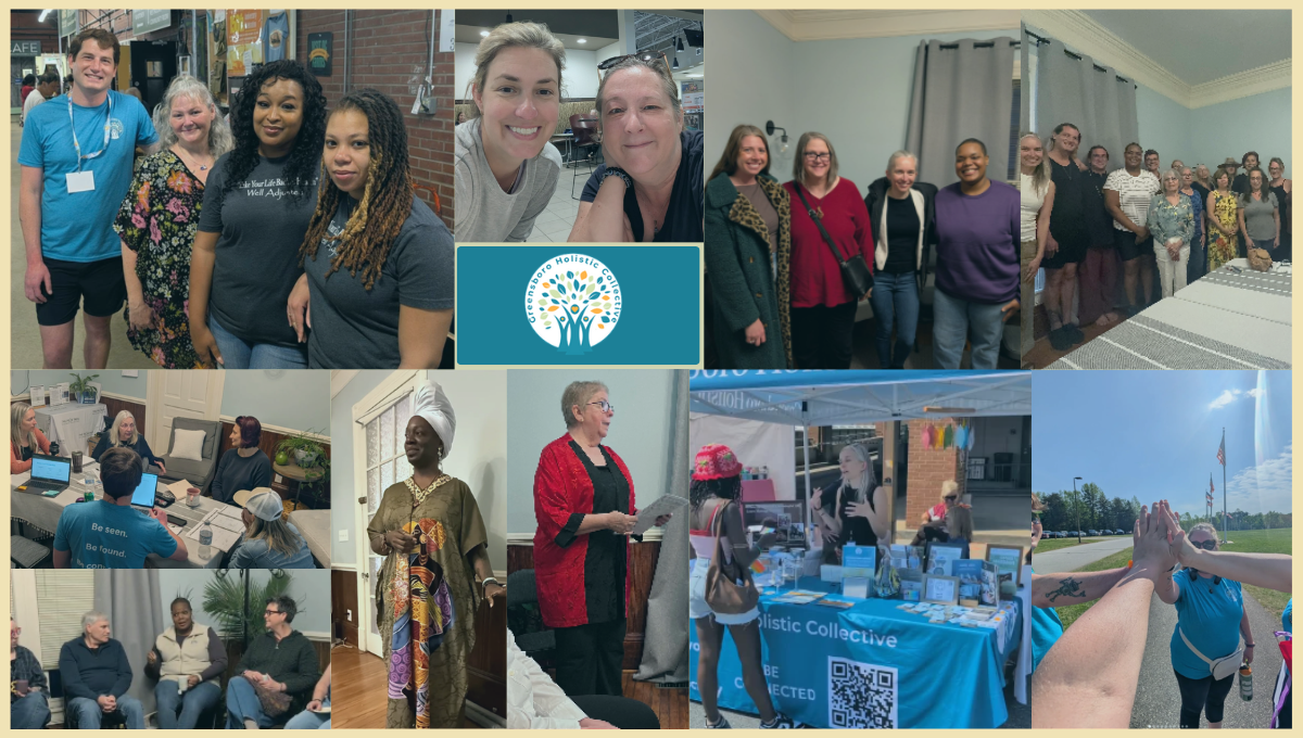 Greensboro Holistic Collective members connecting through networking meetings, educational presentations, community outreach, and the Greensboro Holistic Fair.